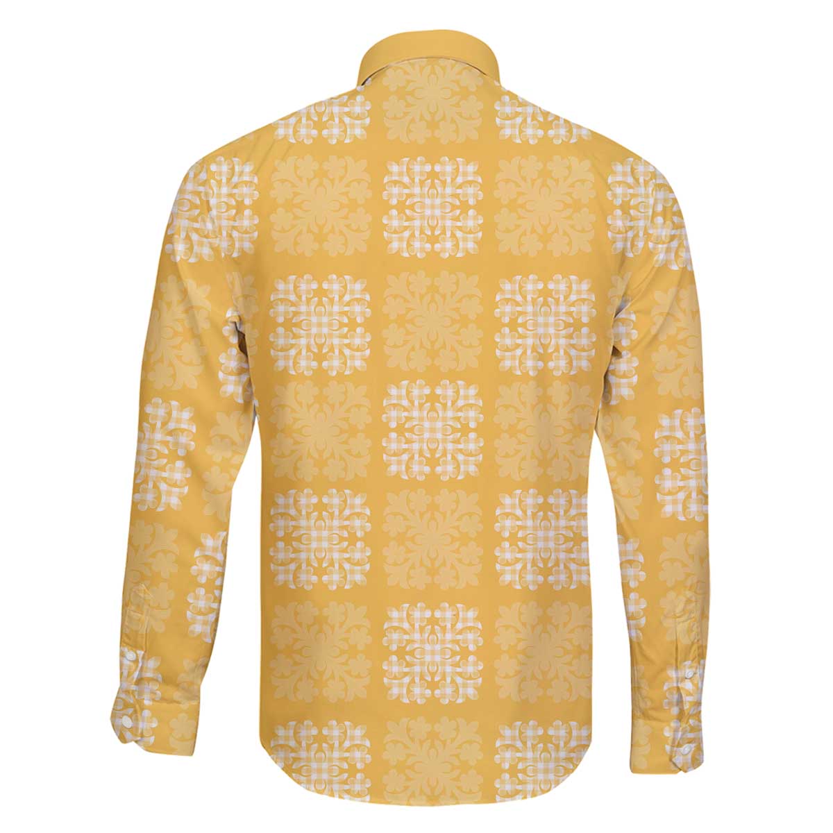 Yellow Palaka Quilt Hawaii Family Matching Off The Shoulder Long Sleeve Dress and Hawaiian Shirt Traditional Hawaii-plaid Pattern - Polynesian Pride