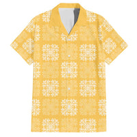 Yellow Palaka Quilt Hawaii Family Matching Summer Maxi Dress and Hawaiian Shirt Traditional Hawaii-plaid Pattern - Polynesian Pride