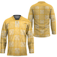 Yellow Palaka Quilt Hawaii Hockey Jersey Traditional Hawaii-plaid Pattern - Polynesian Pride