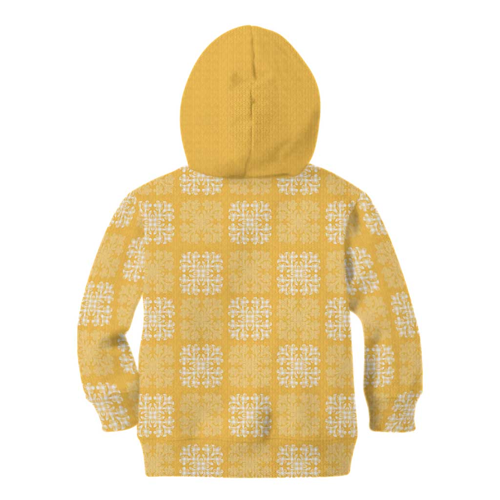 Yellow Palaka Quilt Hawaii Kid Hoodie Traditional Hawaii-plaid Pattern - Polynesian Pride