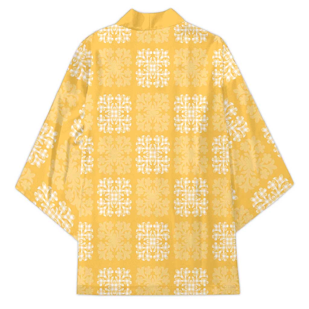 Yellow Palaka Quilt Hawaii Kimono Traditional Hawaii-plaid Pattern - Polynesian Pride