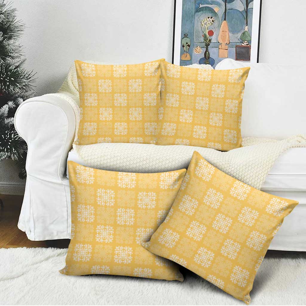Yellow Palaka Quilt Hawaii Pillow Cover Traditional Hawaii-plaid Pattern - Polynesian Pride