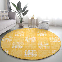 Yellow Palaka Quilt Hawaii Round Carpet Traditional Hawaii-plaid Pattern - Polynesian Pride