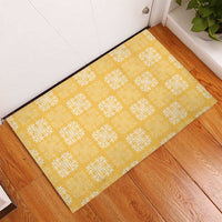 Yellow Palaka Quilt Hawaii Rubber Doormat Traditional Hawaii-plaid Pattern - Polynesian Pride