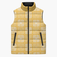 Yellow Palaka Quilt Hawaii Sleeveless Puffer Jacket Traditional Hawaii-plaid Pattern - Polynesian Pride