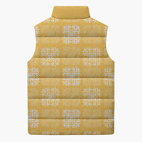 Yellow Palaka Quilt Hawaii Sleeveless Puffer Jacket Traditional Hawaii-plaid Pattern - Polynesian Pride