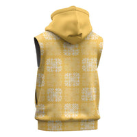 Yellow Palaka Quilt Hawaii Sleeveless Zip Hoodie Traditional Hawaii-plaid Pattern - Polynesian Pride