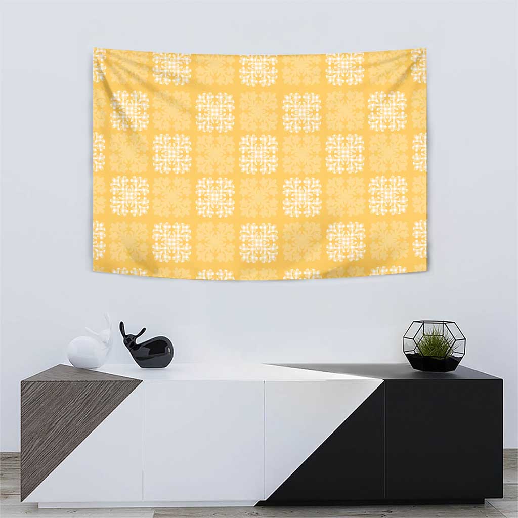 Yellow Palaka Quilt Hawaii Tapestry Traditional Hawaii-plaid Pattern - Polynesian Pride