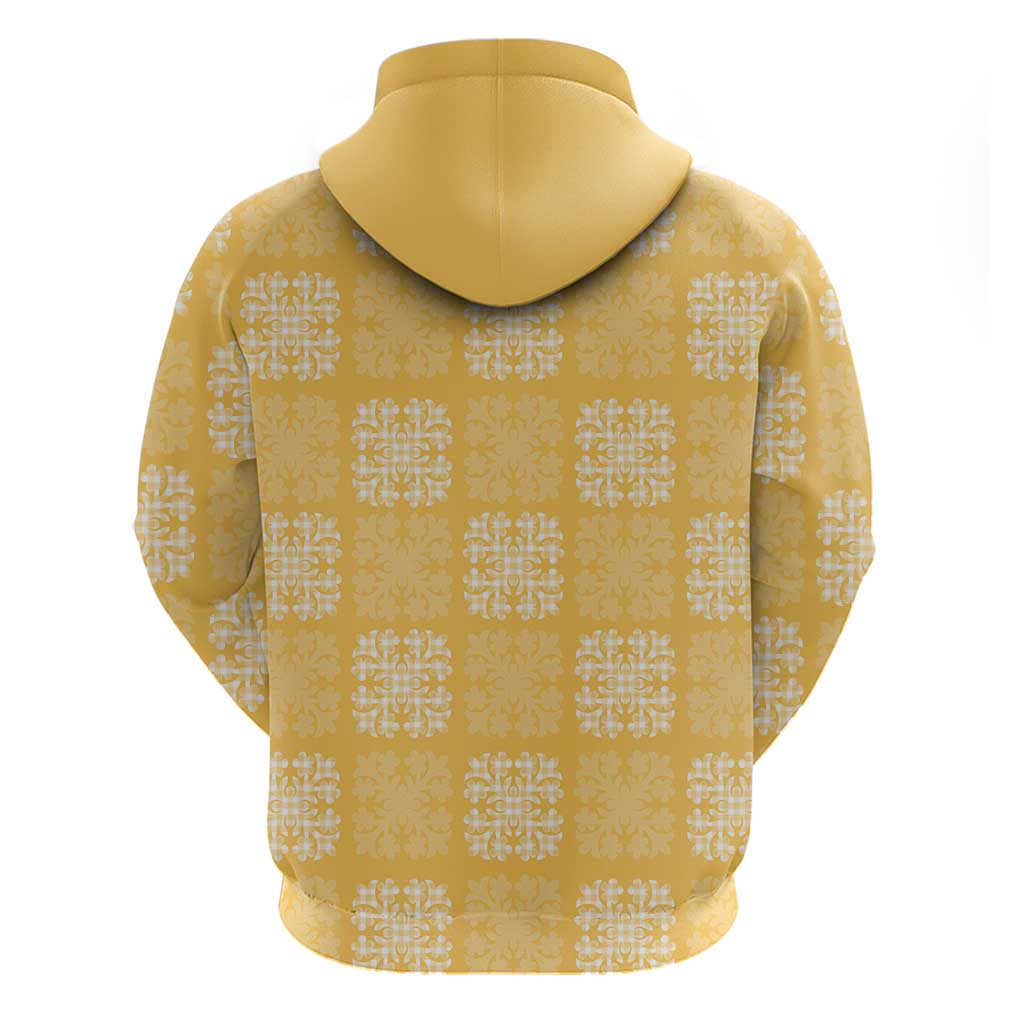 Yellow Palaka Quilt Hawaii Zip Hoodie Traditional Hawaii-plaid Pattern - Polynesian Pride