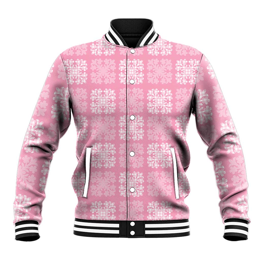 Pink Palaka Quilt Hawaii Baseball Jacket Traditional Hawaii-plaid Pattern - Polynesian Pride
