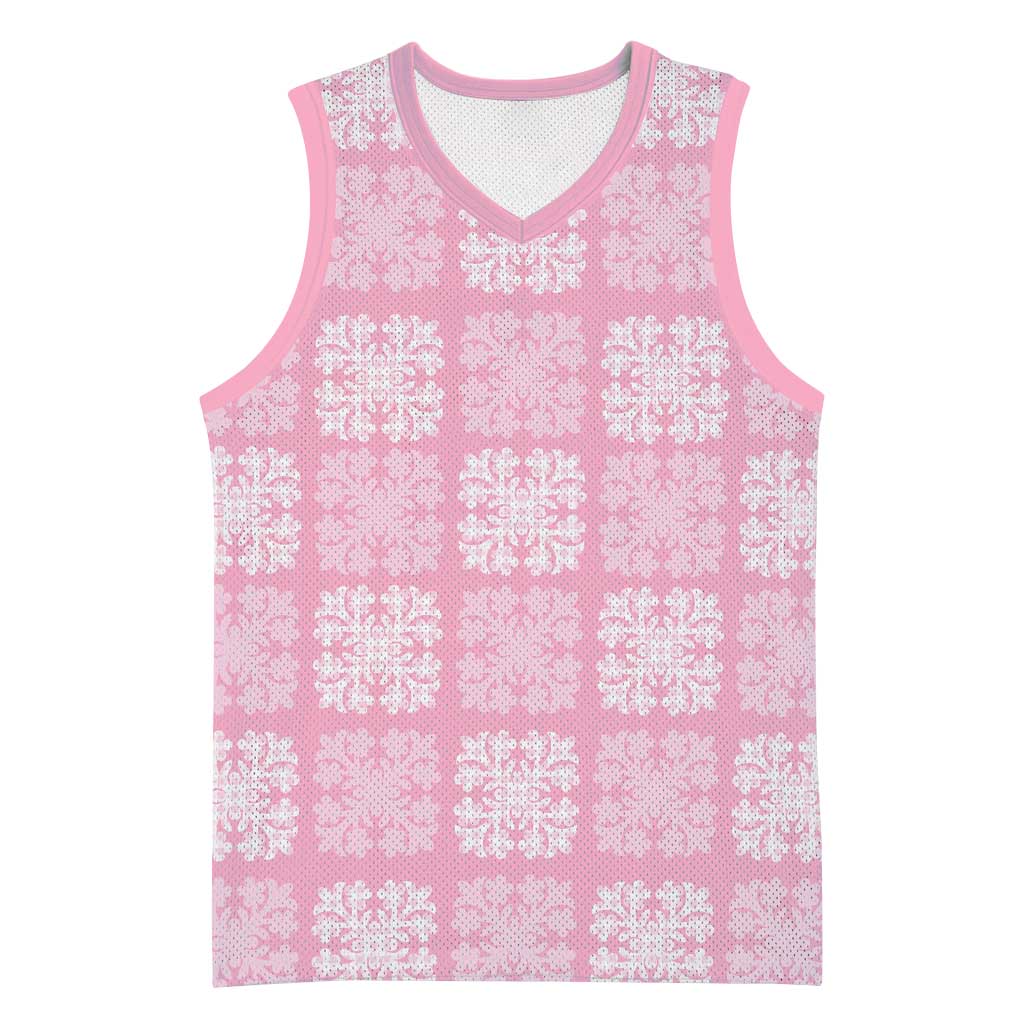 Pink Palaka Quilt Hawaii Basketball Jersey Traditional Hawaii-plaid Pattern - Polynesian Pride
