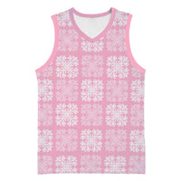 Pink Palaka Quilt Hawaii Basketball Jersey Traditional Hawaii-plaid Pattern - Polynesian Pride