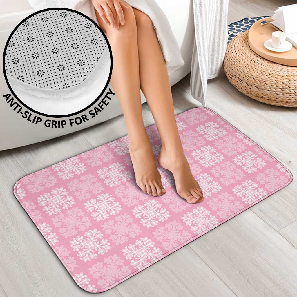 Pink Palaka Quilt Hawaii Bathroom Set Traditional Hawaii-plaid Pattern - Polynesian Pride