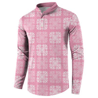Pink Palaka Quilt Hawaii Button Sweatshirt Traditional Hawaii-plaid Pattern - Polynesian Pride