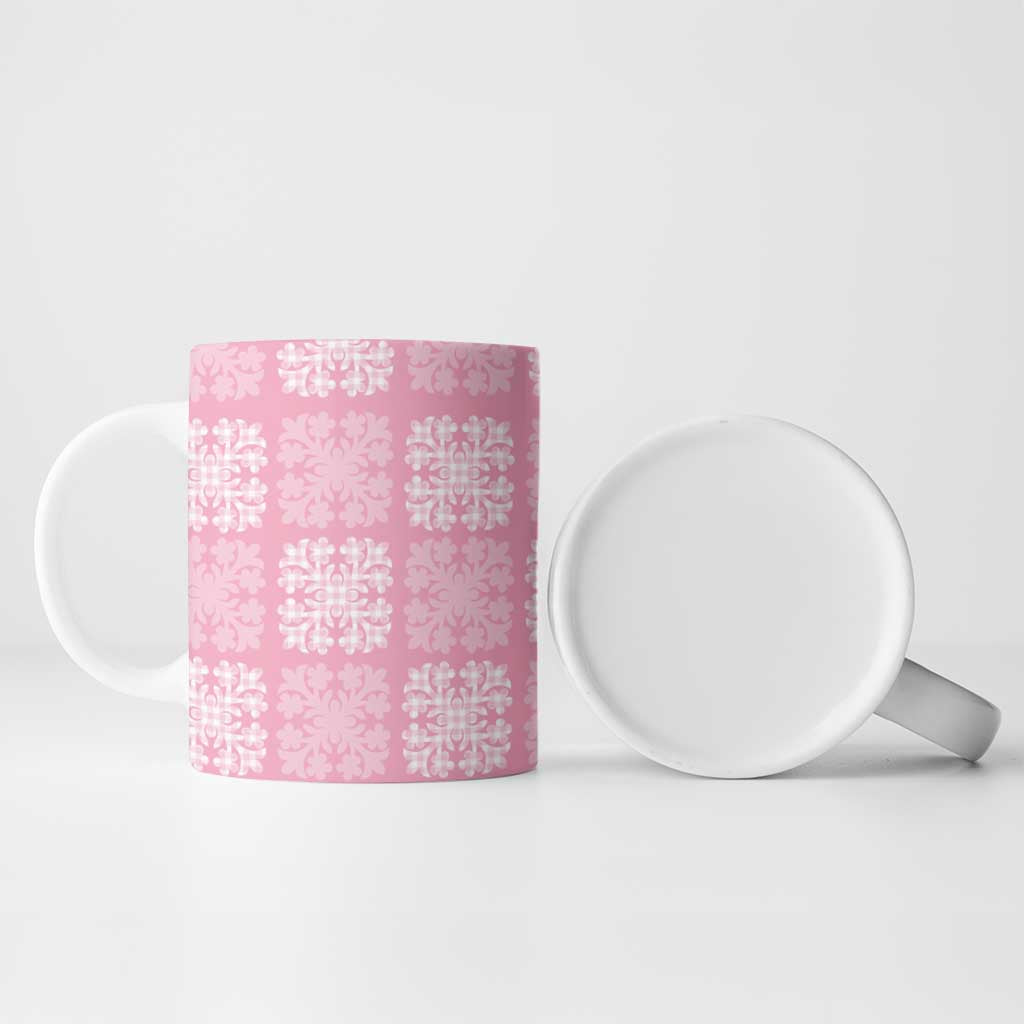 Pink Palaka Quilt Hawaii Ceramic Mug Traditional Hawaii-plaid Pattern - Polynesian Pride