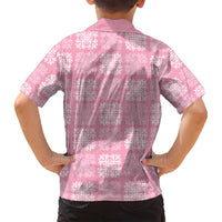 Pink Palaka Quilt Hawaii Family Matching Off Shoulder Short Dress and Hawaiian Shirt Traditional Hawaii-plaid Pattern - Polynesian Pride