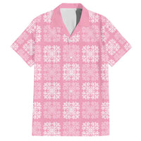 Pink Palaka Quilt Hawaii Family Matching Off Shoulder Short Dress and Hawaiian Shirt Traditional Hawaii-plaid Pattern - Polynesian Pride