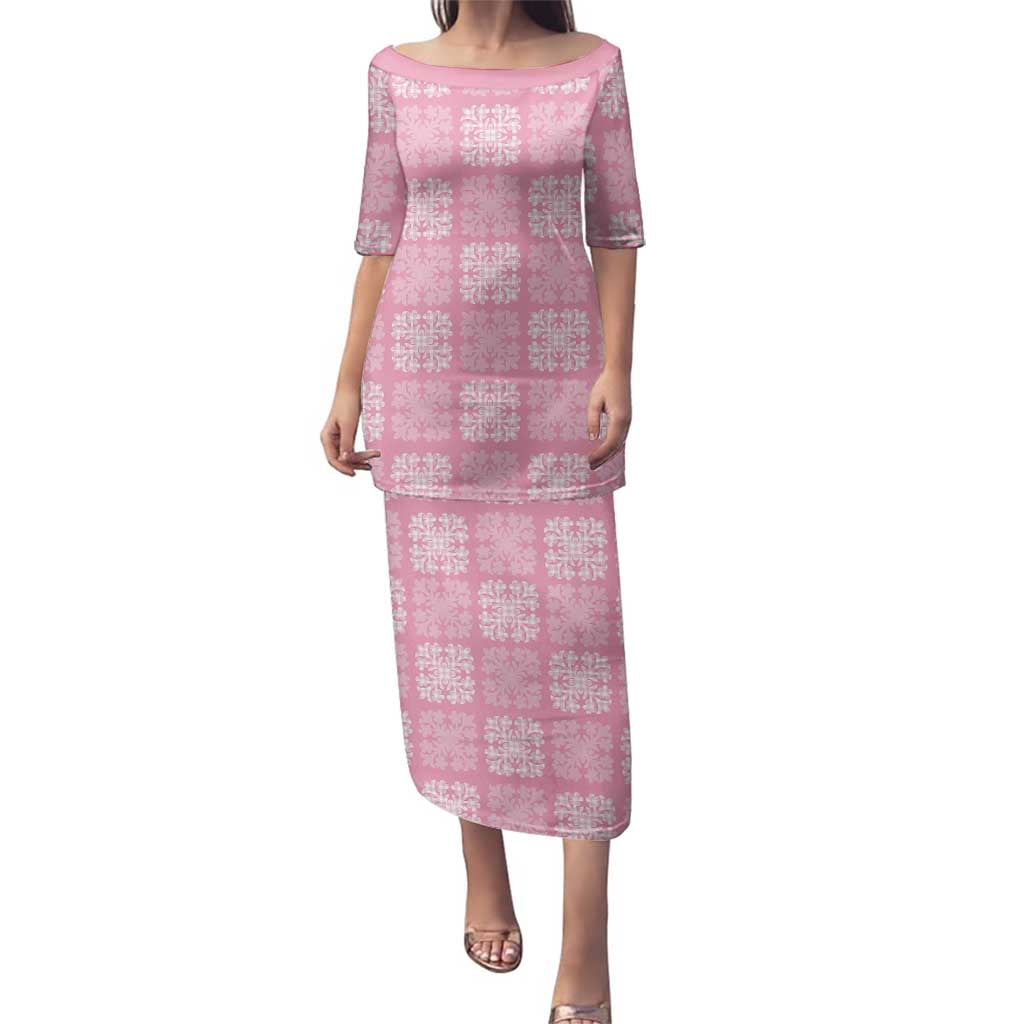 Pink Palaka Quilt Hawaii Family Matching Puletasi and Hawaiian Shirt Traditional Hawaii-plaid Pattern - Polynesian Pride