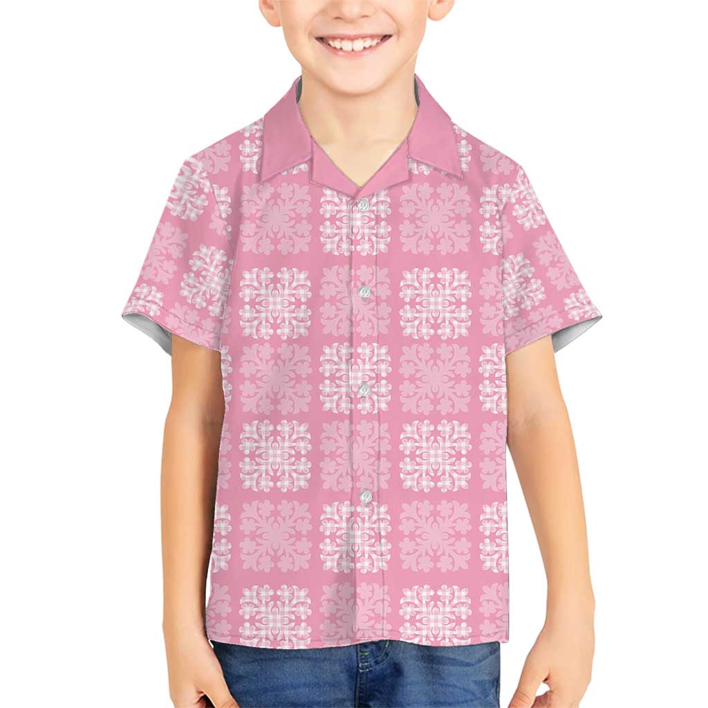 Pink Palaka Quilt Hawaii Family Matching Puletasi and Hawaiian Shirt Traditional Hawaii-plaid Pattern - Polynesian Pride
