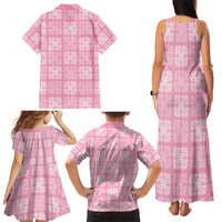 Pink Palaka Quilt Hawaii Family Matching Tank Maxi Dress and Hawaiian Shirt Traditional Hawaii-plaid Pattern - Polynesian Pride