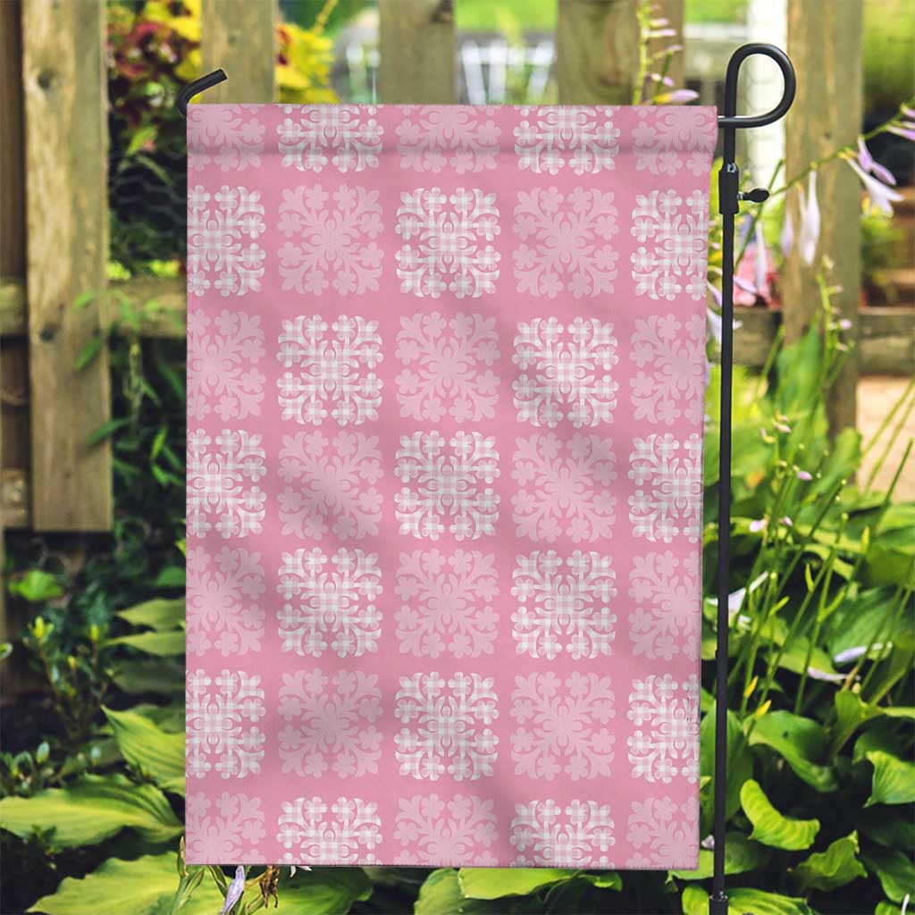 Pink Palaka Quilt Hawaii Garden Flag Traditional Hawaii-plaid Pattern - Polynesian Pride