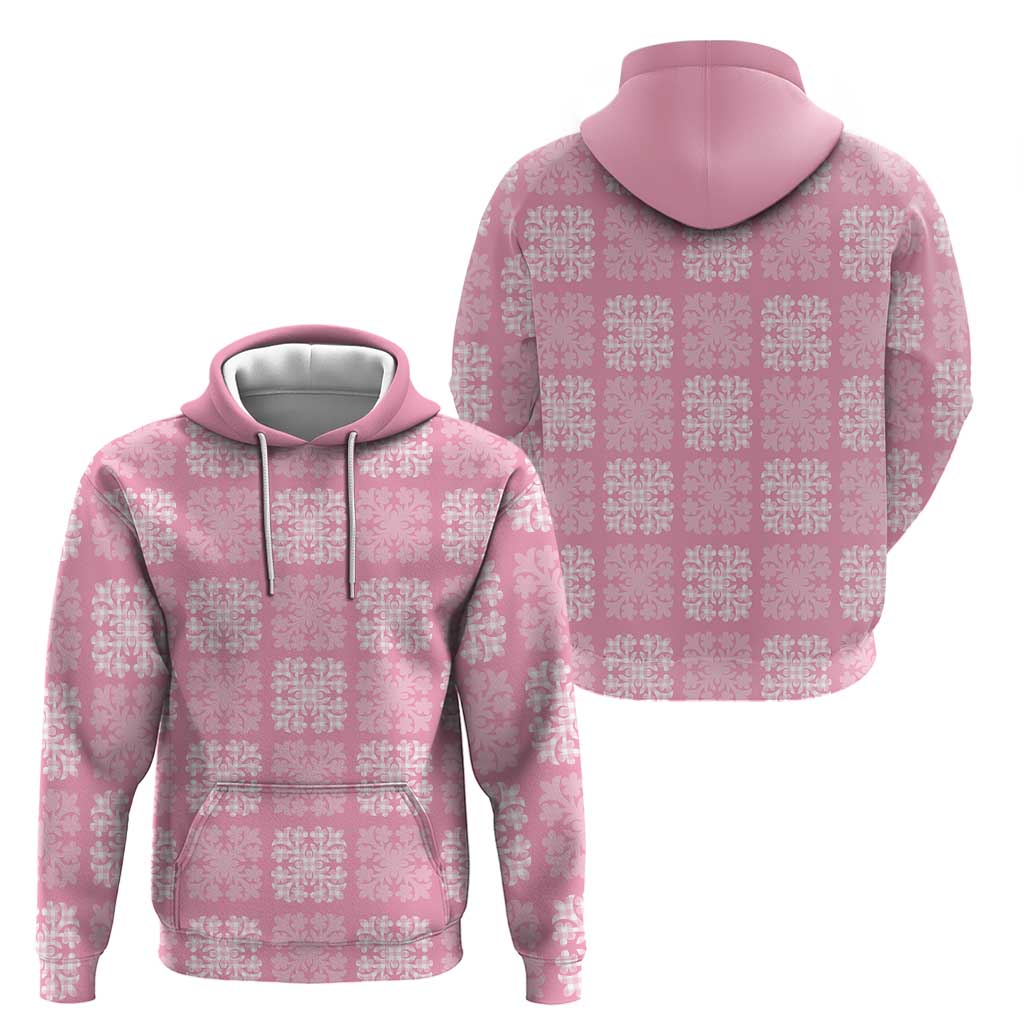 Pink Palaka Quilt Hawaii Hoodie Traditional Hawaii-plaid Pattern - Polynesian Pride