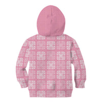 Pink Palaka Quilt Hawaii Kid Hoodie Traditional Hawaii-plaid Pattern - Polynesian Pride