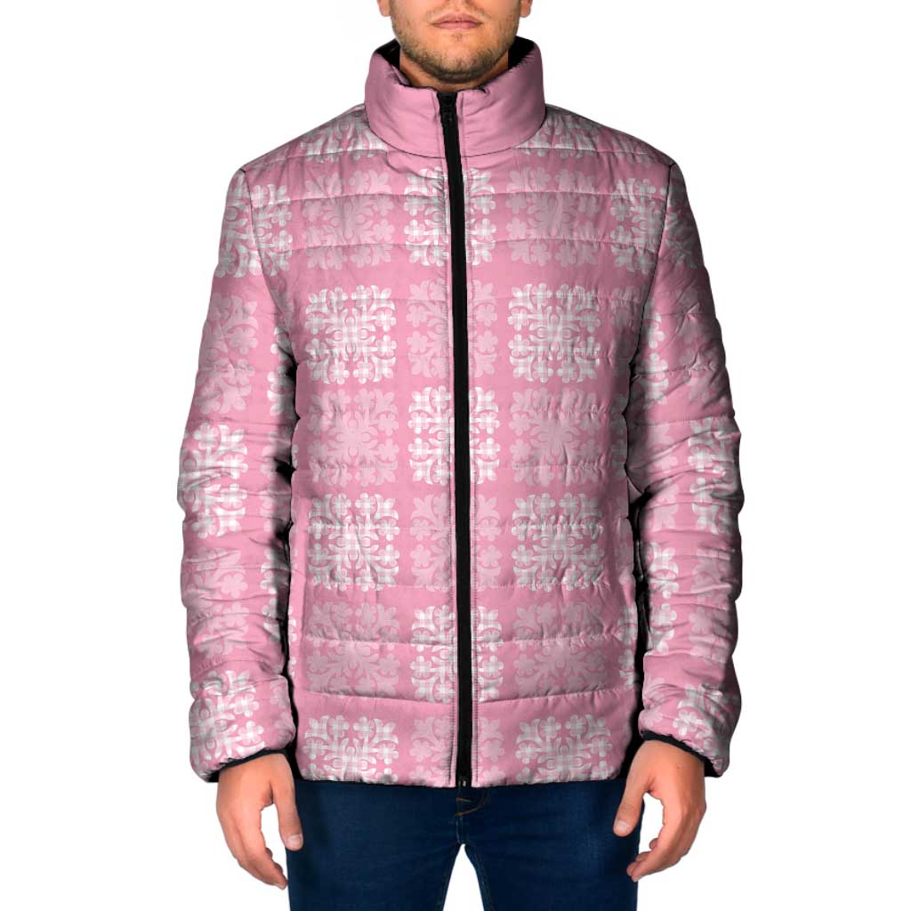 Pink Palaka Quilt Hawaii Padded Jacket Traditional Hawaii-plaid Pattern - Polynesian Pride
