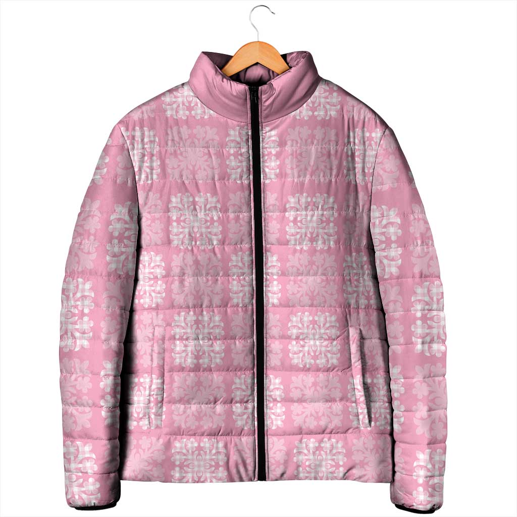 Pink Palaka Quilt Hawaii Padded Jacket Traditional Hawaii-plaid Pattern - Polynesian Pride
