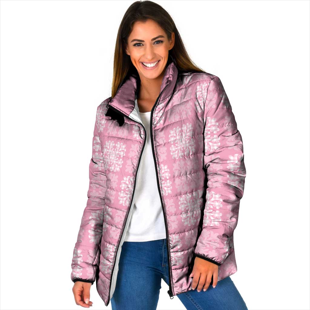 Pink Palaka Quilt Hawaii Padded Jacket Traditional Hawaii-plaid Pattern - Polynesian Pride