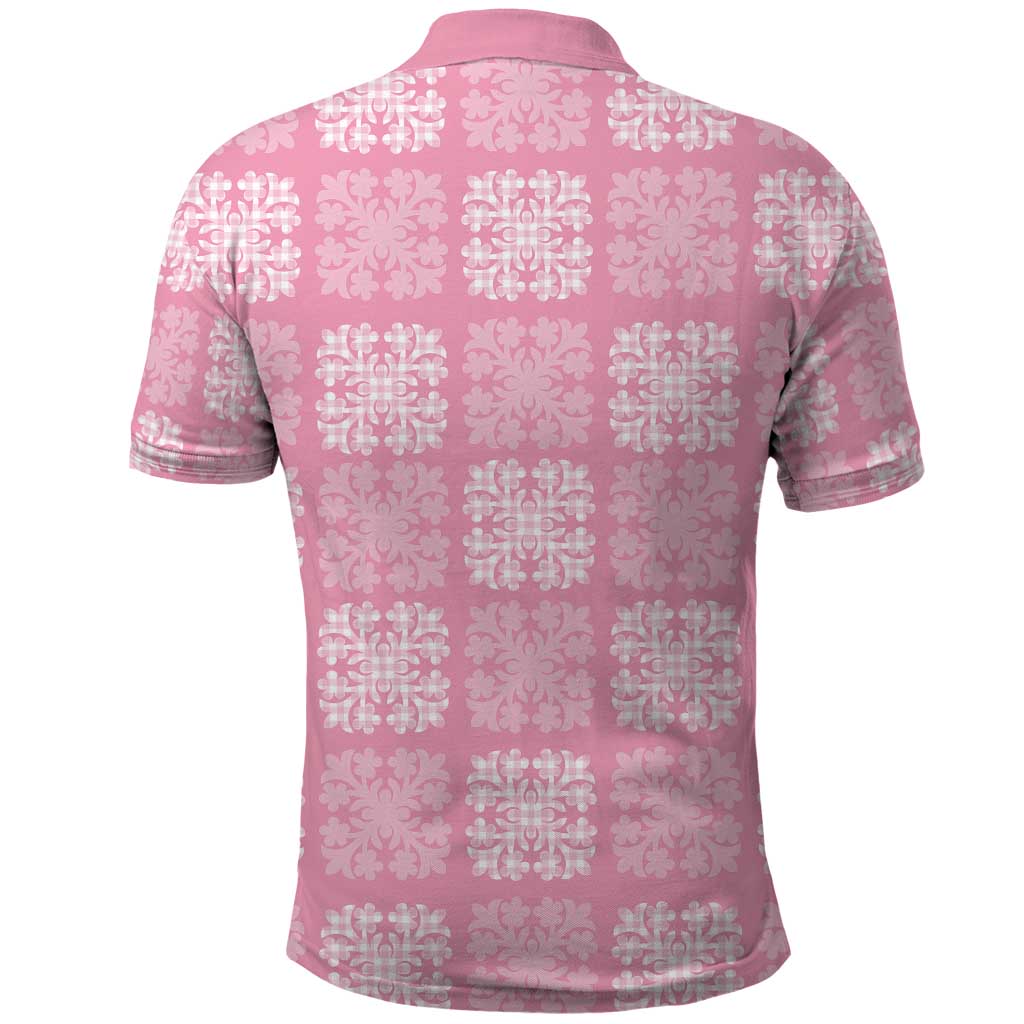 Pink Palaka Quilt Hawaii Polo Shirt Traditional Hawaii-plaid Pattern - Polynesian Pride