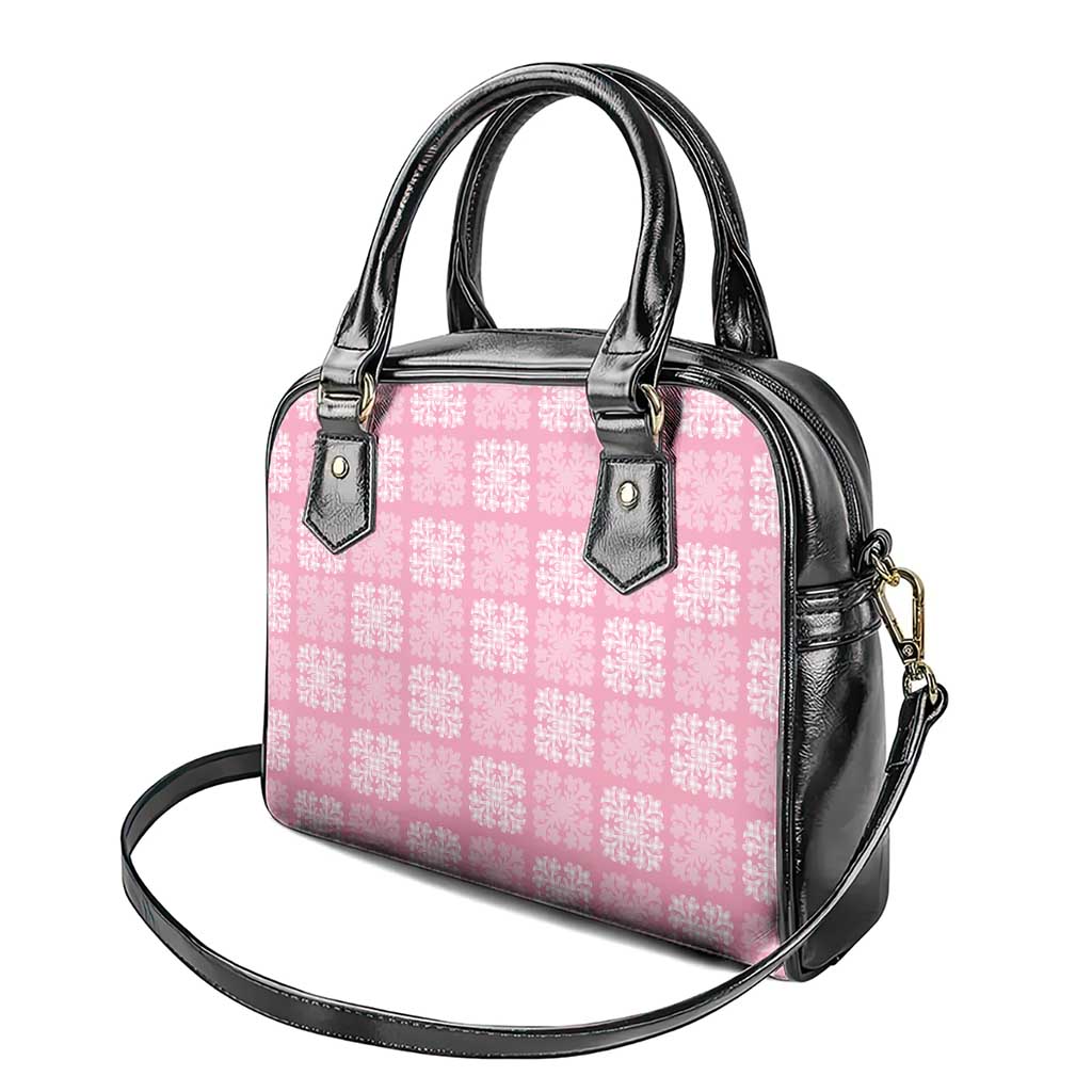 Pink Palaka Quilt Hawaii Shoulder Handbag Traditional Hawaii-plaid Pattern - Polynesian Pride