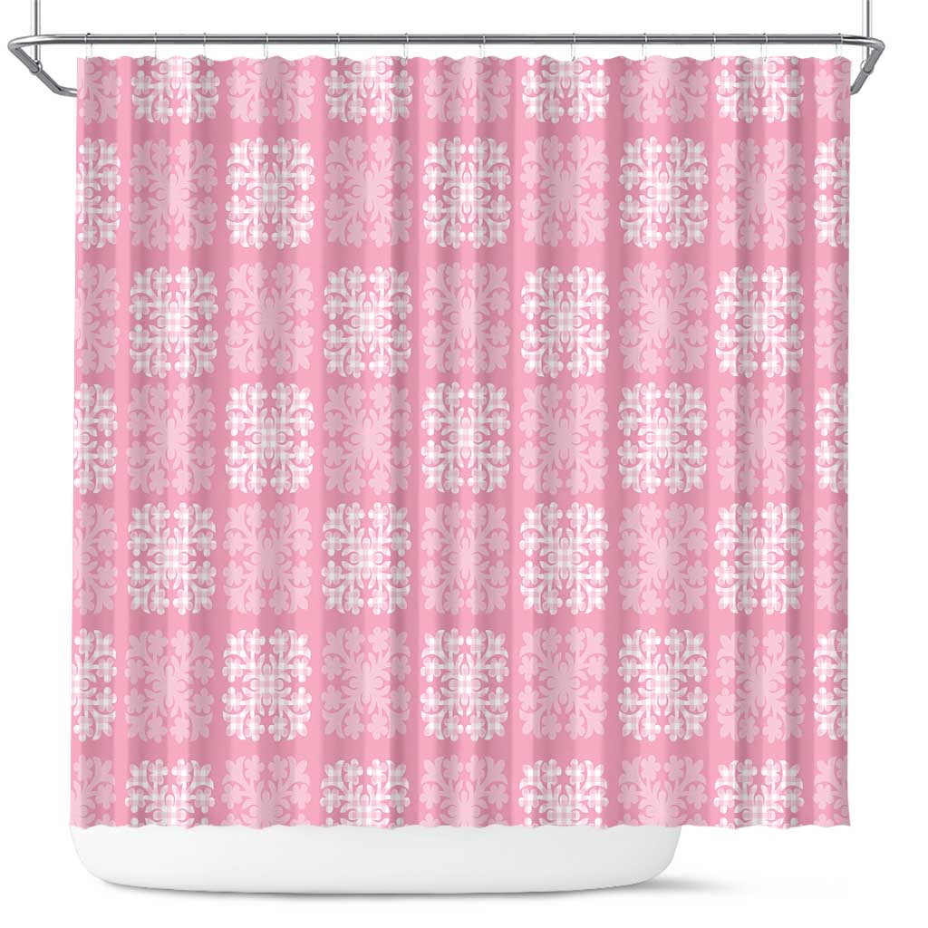 Pink Palaka Quilt Hawaii Shower Curtain Traditional Hawaii-plaid Pattern - Polynesian Pride