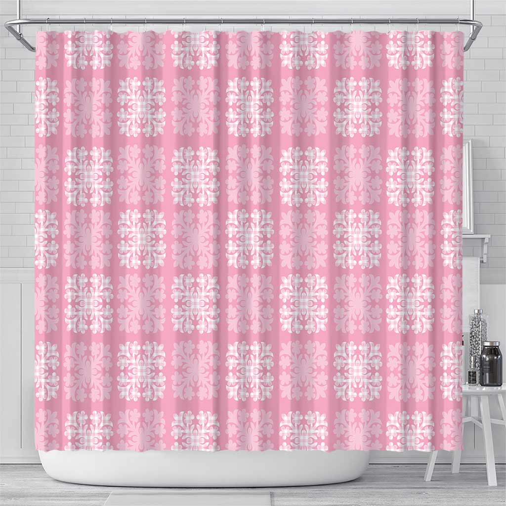 Pink Palaka Quilt Hawaii Shower Curtain Traditional Hawaii-plaid Pattern - Polynesian Pride