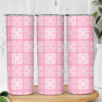 Pink Palaka Quilt Hawaii Skinny Tumbler Traditional Hawaii-plaid Pattern - Polynesian Pride