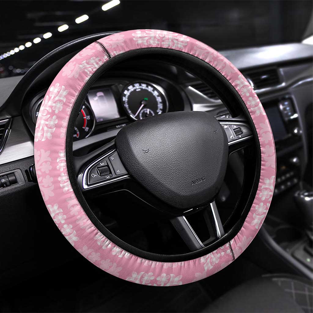 Pink Palaka Quilt Hawaii Steering Wheel Cover Traditional Hawaii-plaid Pattern - Polynesian Pride