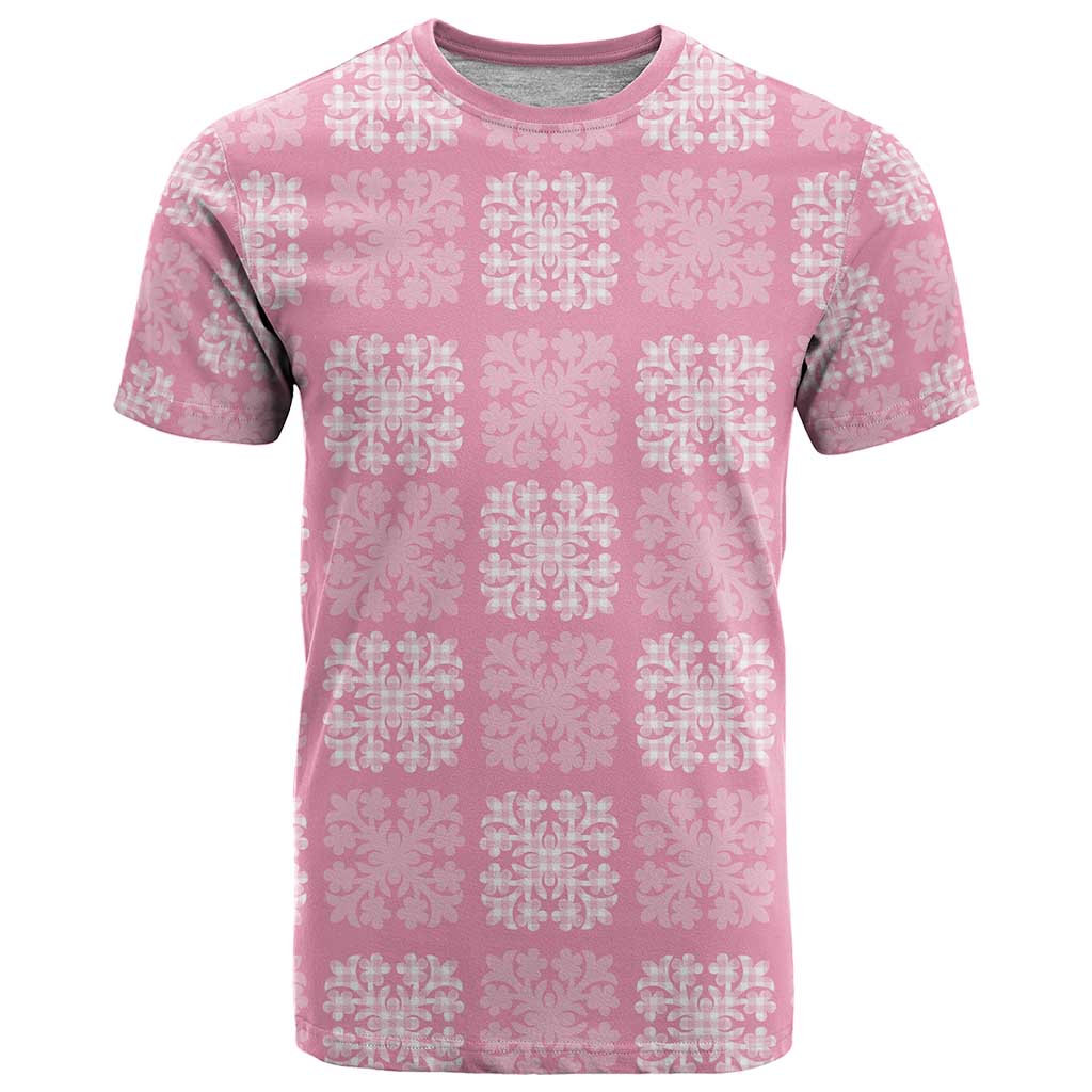 Pink Palaka Quilt Hawaii T Shirt Traditional Hawaii-plaid Pattern - Polynesian Pride