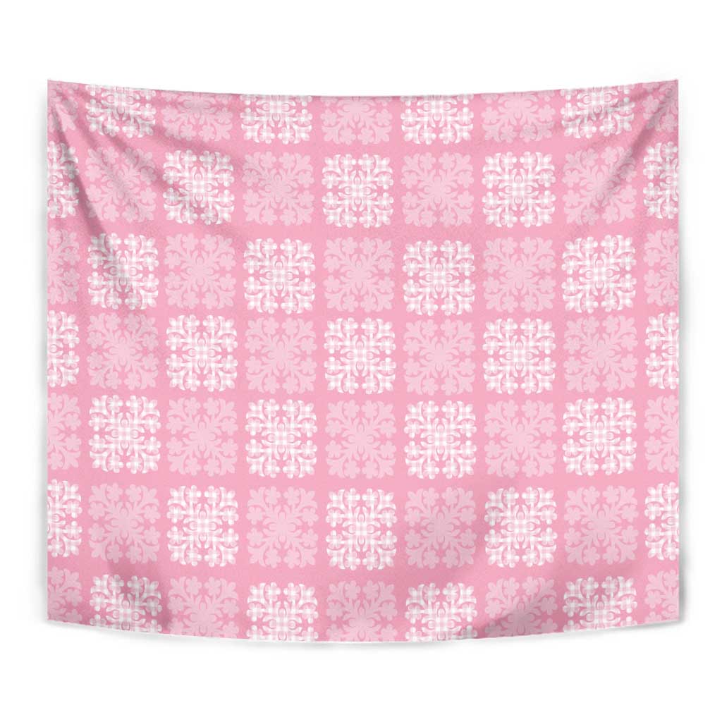 Pink Palaka Quilt Hawaii Tapestry Traditional Hawaii-plaid Pattern - Polynesian Pride