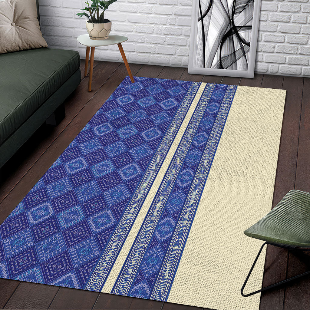 Mabuhay Philippines Festival Area Rug Yakan Modern Filipiniana Inspired LT14 Blue - Polynesian Pride