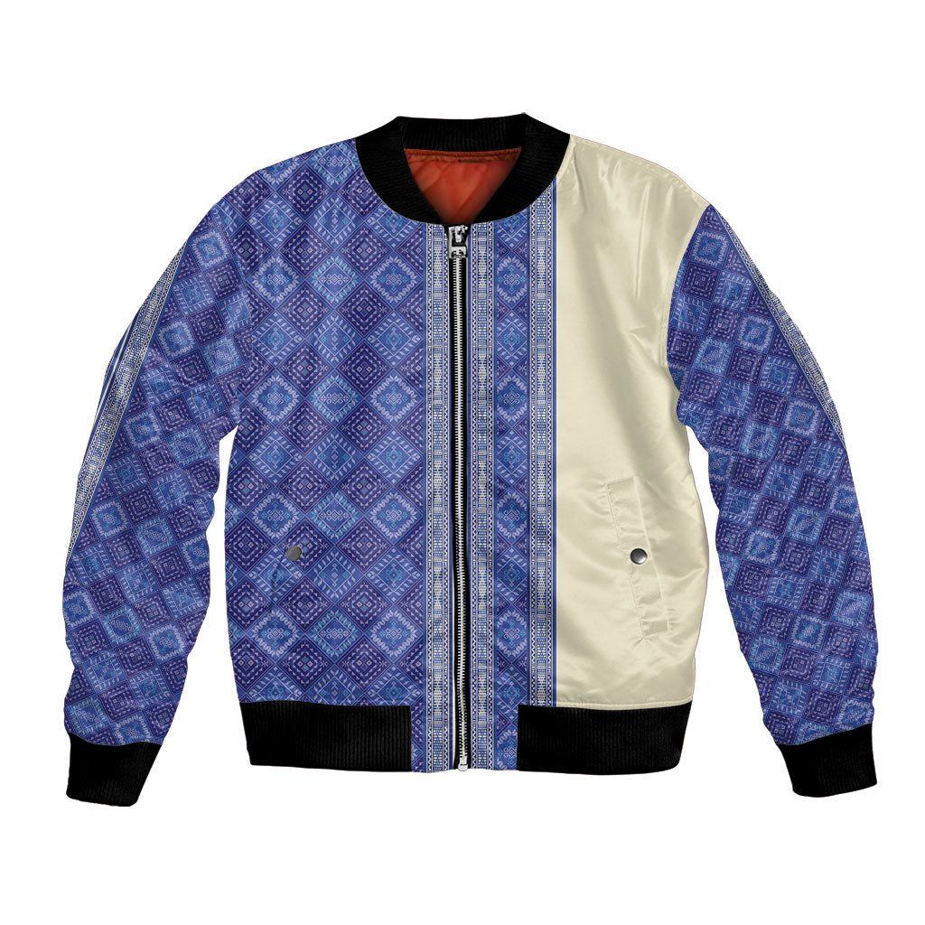 Mabuhay Philippines Festival Bomber Jacket Yakan Modern Filipiniana Inspired LT14 Unisex Blue - Polynesian Pride