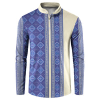 Mabuhay Philippines Festival Button Sweatshirt Yakan Modern Filipiniana Inspired LT14 Blue - Polynesian Pride