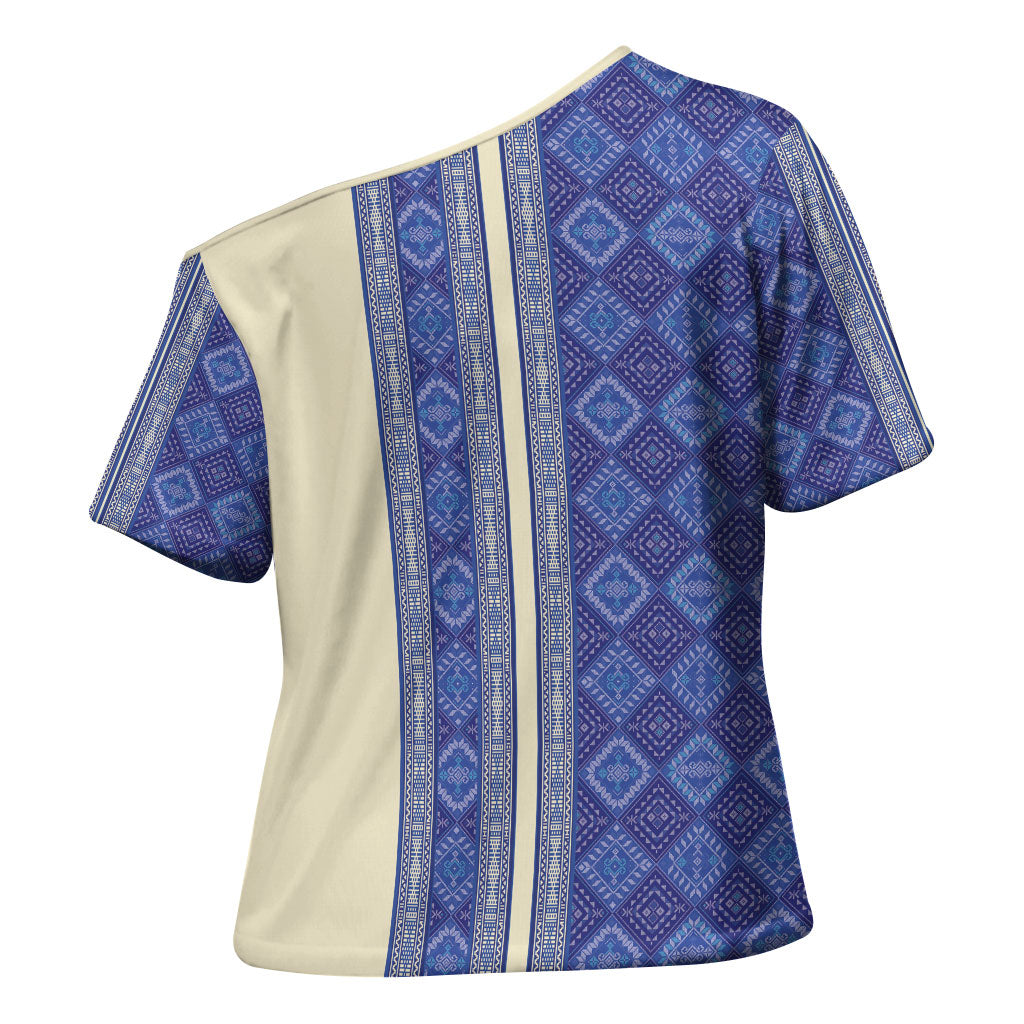 Mabuhay Philippines Festival Cross Shoulder Shirt Yakan Modern Filipiniana Inspired LT14 - Polynesian Pride