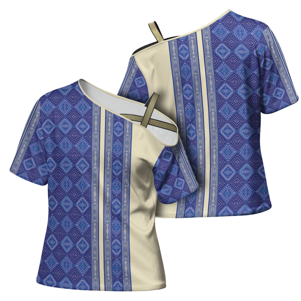 Mabuhay Philippines Festival Cross Shoulder Shirt Yakan Modern Filipiniana Inspired LT14 - Polynesian Pride