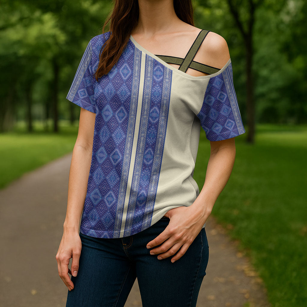 Mabuhay Philippines Festival Cross Shoulder Shirt Yakan Modern Filipiniana Inspired LT14 - Polynesian Pride
