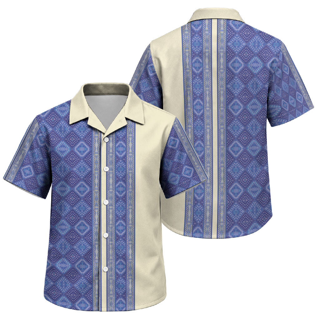 Mabuhay Philippines Festival Family Matching Puletasi and Hawaiian Shirt Yakan Modern Filipiniana Inspired LT14 Son's Shirt Blue - Polynesian Pride