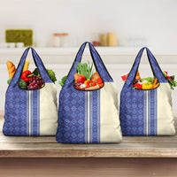 Mabuhay Philippines Festival Grocery Bag Yakan Modern Filipiniana Inspired LT14 3-pack One Size Blue - Polynesian Pride