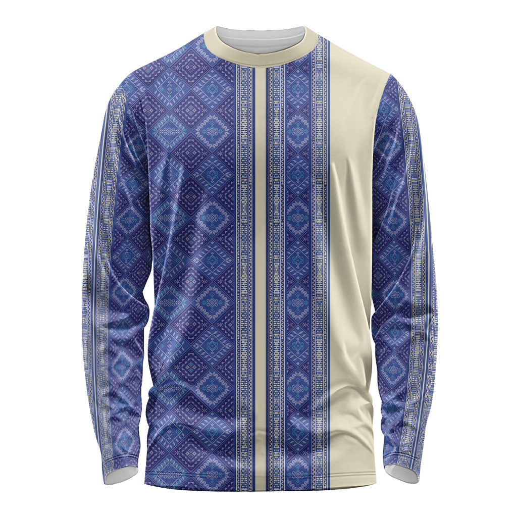 Mabuhay Philippines Festival Long Sleeve Shirt Yakan Modern Filipiniana Inspired LT14 Unisex Blue - Polynesian Pride