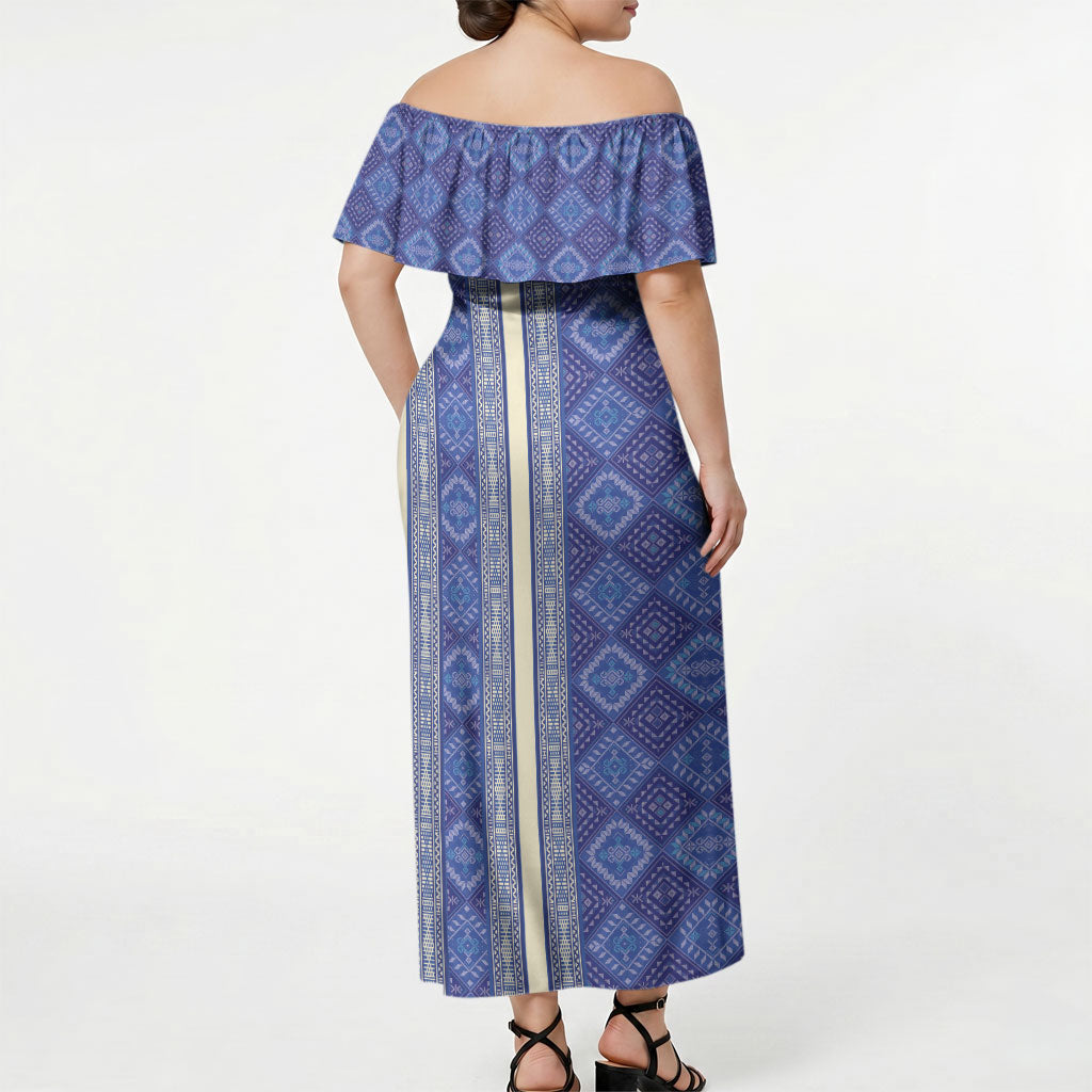 Mabuhay Philippines Festival Off Shoulder Maxi Dress Yakan Modern Filipiniana Inspired LT14 - Polynesian Pride