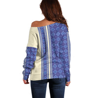 Mabuhay Philippines Festival Off Shoulder Sweater Yakan Modern Filipiniana Inspired LT14 - Polynesian Pride