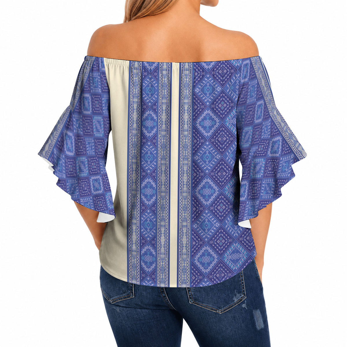 Mabuhay Philippines Festival Off Shoulder Wrap Waist Top Yakan Modern Filipiniana Inspired LT14 - Polynesian Pride
